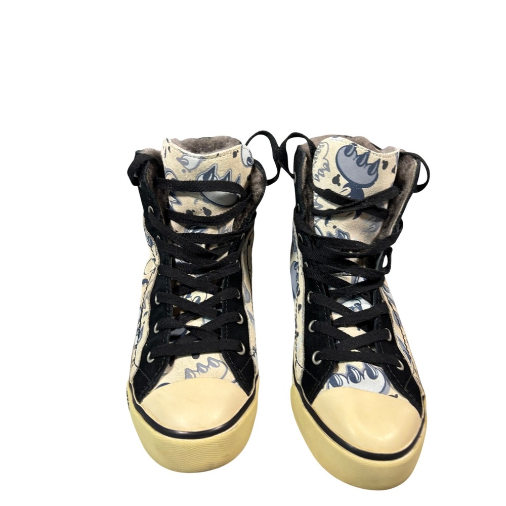 UGG Stellah Claw Graffiti Fur Lined High Top Sneakers Short Boots RARE/DISC Sz 5